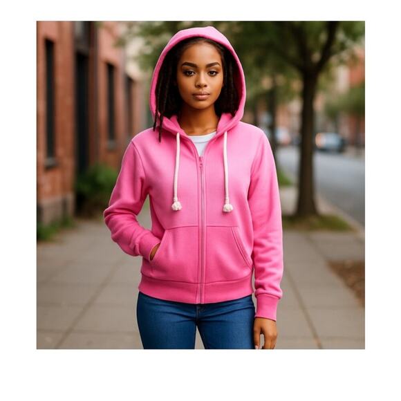 American Eagle, Feels lived in, ombré pink front zip hoodie, women's XS - Picture 2 of 9